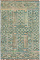 handmade Modern Balouchi Blue Beige Hand Knotted RECTANGLE 100% WOOL area rug 3x5